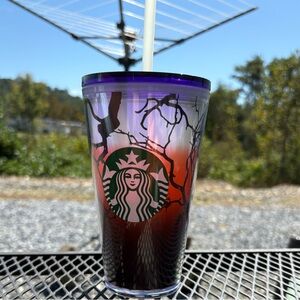Starbucks Halloween, Glow in the dark, Purple and Orange Tumbler with Straw